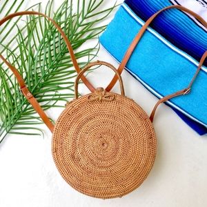 Bali Ata Round Rattan Convertible Backpack Purse